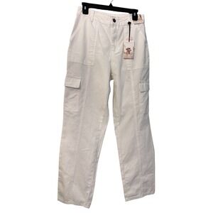 SINCERELY JULES Women's White 100% Cotton Cargo Pants Jeans 9/28 NWT